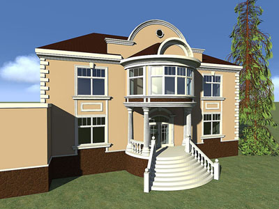 Дом с полукруглым застеклённым балконом