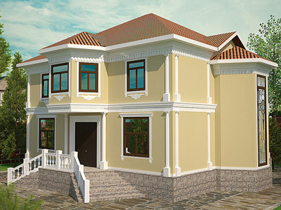 Коттедж с полуколоннами на втором этаже Коттедж с полуколоннами на втором этаже