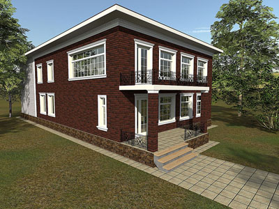 Дом с большими окнами на втором этаже Дом с большими окнами на втором этаже